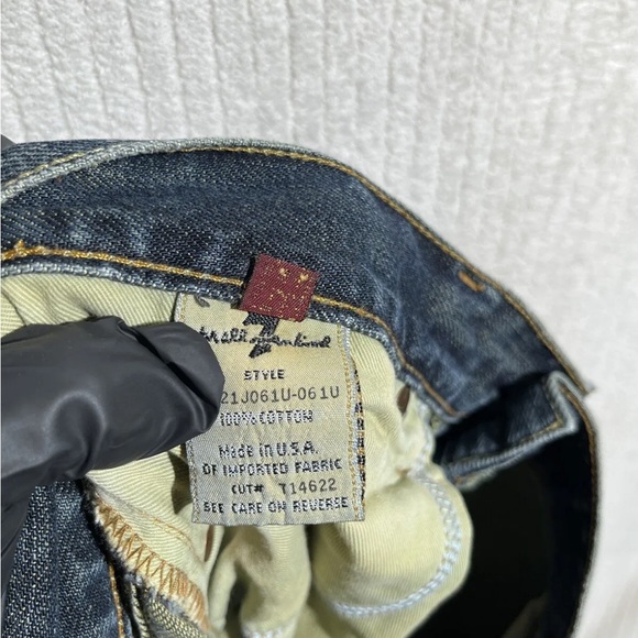 7 For All Mankind Jeans Button Fly Mens 34x 28 Straight Relaxed Loose Dark Wash - Picture 10 of 11